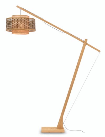 GOOD&MOJO Vloerlamp Bhutan - Bamboe/Zwart - 165x50x207cm - Scandinavisch,Bohemian - Staande lampen voor Woonkamer - Slaapkamer