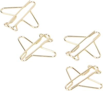 Metaal Vliegtuig Paperclips - 100 Stuks Gouden Paperclips in Duidelijke Doos voor Kantoor, School en Cadeaus