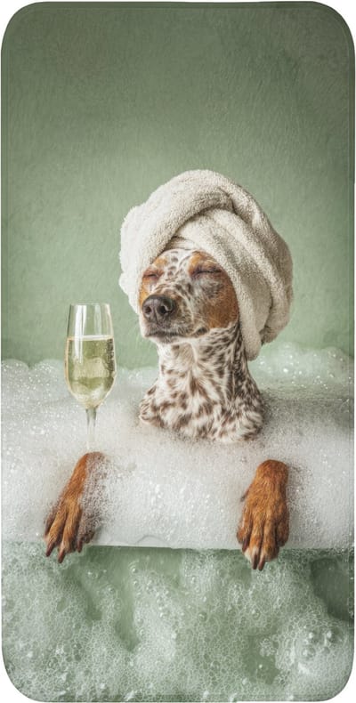 WC mat 60x120 cm - Antislip - Hond - Bad - Champagne - Handdoek - Toiletmat - Vloermat - Douchemat - Toilet tapijt - Toiletmatten