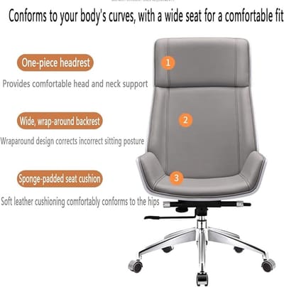 Ergonomische Bureaustoel 69x111 cm – Verstelbare Zitdiepte, Lendensteun & Hoofdsteun – 360° Draaibaar, Hoogte Verstelbaar, Comfortabele Home Office & Kantoor Computerstoel met Zachte Schuimzitting en Wielen