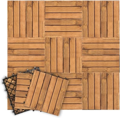 Houten Terrastegels - Kliktegels Tuin - Buiten Vloerbedekking - Efficiënte Drainage - 30x30 cm 110 Stuks - Acaciahout
