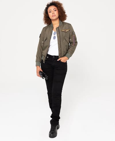 By City-motorbroek-motorspijkerbroek-jeans-dames-route II lady- protectie-CE gecertificeerd-zwart-XS-28