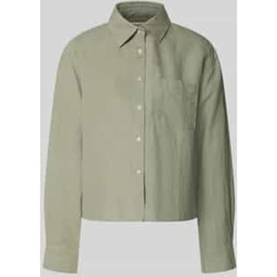 regular fit linnen blouse met borstzak
