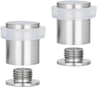 Deurstoppers Set - Deurvangers Deurhouders - Muren Beschermen - Roestvrij Staal Mat Satijn - 20x25 mm - Wit Rubber