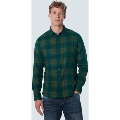 No Excess Shirt Check Dark Green Maat: L | Casual Overhemden Outlet | Heren | Groen