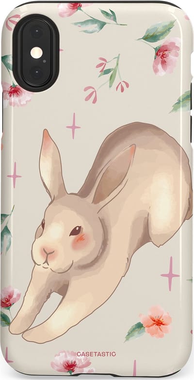 Casetastic Hoesje Geschikt voor Apple iPhone X/Xs - Stijlvolle Beschermende Duo-layer Case - Lief konijntje
