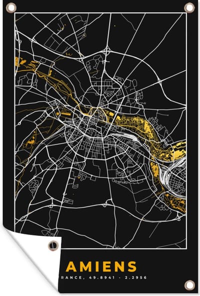 Muurdecoratie Plattegrond – Amiens– Stadskaart – Kaart – Frankrijk - 120x180 cm - Tuinposter - Tuindoek