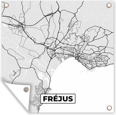 Tuin poster Stadskaart - Frankrijk - Kaart - Fréjus - Plattegrond - 200x200 cm - Tuindoek