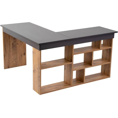 Asir - Studiebureau - Antraciet, Atlantische den - 100% met melamine gecoat spaanplaat - 131 x 58 x 18 cm