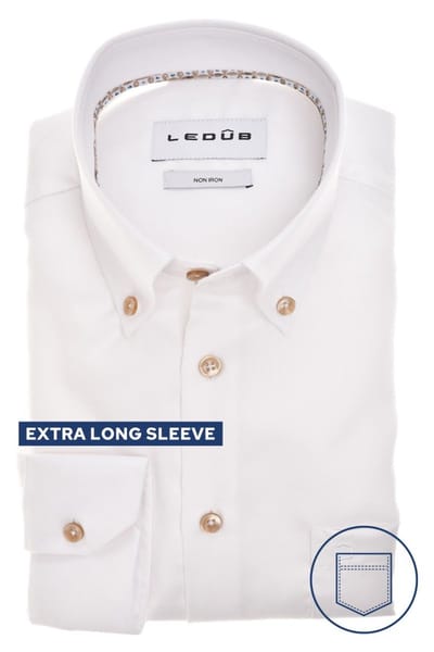 Ledûb modern fit wit mouwlengte 7