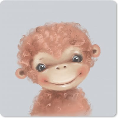 Muismat 20x20 cm - Mousepad Jungle - Aap - Grijs - Muismatten