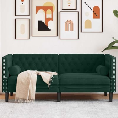vidaXL - Tweezitsbank - Chesterfield-stijl - en - bolsters - fluweel - donkergroen