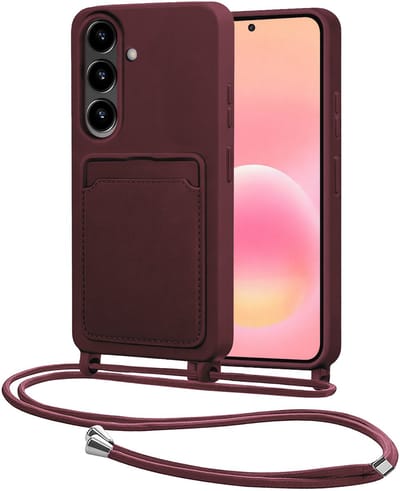 Hoes Geschikt voor Samsung A57 Met Telefoonkoord - Siliconen Hoesje Backcover Met Ketting - Aubergine