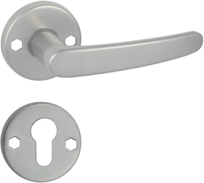 Domino® Deurkrukgarnituur TIGER R M9 - Nikkel gelakt - PZ-Profielcilinderset met Ronde Rozette - Deurbeslag van aluminium - Deurklink voor kamerdeur, kantoordeur, kelderdeur en binnendeur