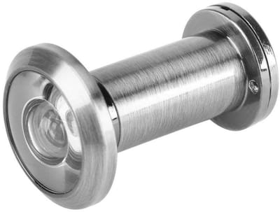 JHUBERS - Deurkijker 200 graden - Beveiligingsdeurkijker - Chroom - Roterende privacyafdekking - Geschikt voor 35 mm-60 mm deuren - Inclusief herbr...