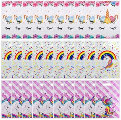 Dailygoods- Eenhoorn Tassen - 30 Stuks - Duurzaam OPP - Feestdecoraties - Verjaardagsfeestje - Babyborrel - Ruim van formaat - Feestzakken