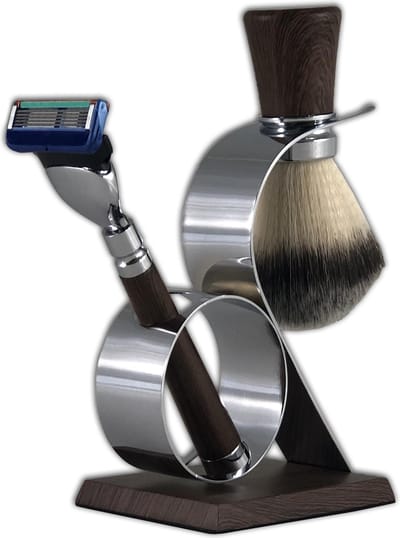 Luxe Fusion mach 5 met trimfunctie Scheerset Hout Synthetische scheerkwast
