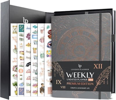 Grote Ongedateerde Weekplanner, Maandplanner & Budgetplanner A4 met Habit Tracker voor Tijd- en Taakbeheer