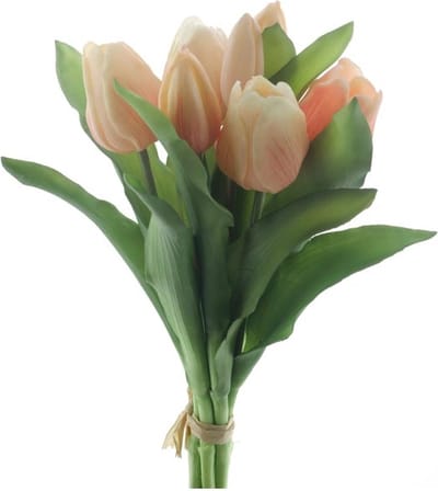 Real touch tulpen - Bos van 7 stuks - Pastel roze - 31 cm