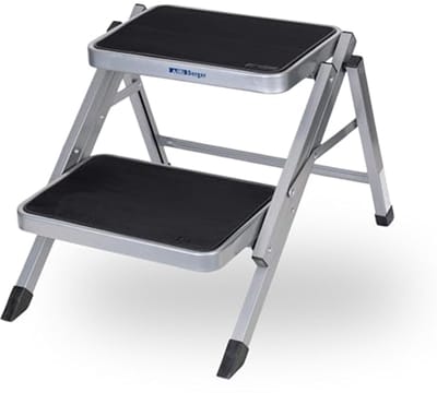 Opvouwbare 2-trede Ladder | Antislip Keuken Standaard | Camping en Caravan Accessoire | Staal met 150 kg Draagvermogen