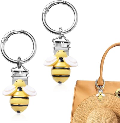 2 Stuks Reis Hoed Houder, Schattige Bij Vormige Hoed Clips van Hars en Zinklegering voor Rugzakken, Tassen en Bagage - Handige Reisaccessoires voor Hoeden en Caps
