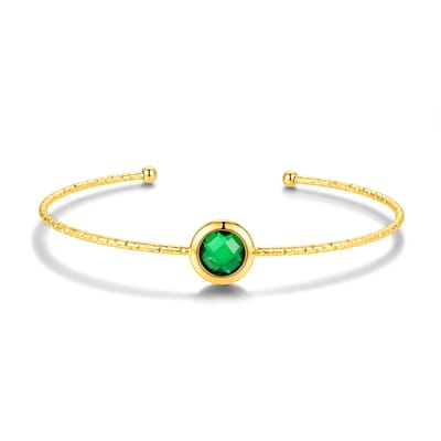 CO88 Collection 8CB-91425 – Bangle Armband Dames – Groene Glassteen – Goudkleurig – RVS – Cadeau voor Vrouwen