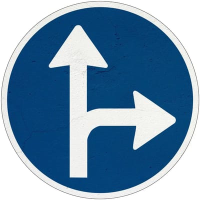 Verplichte rijrichting bord - D6R | Sign Again materiaal | 10 cm