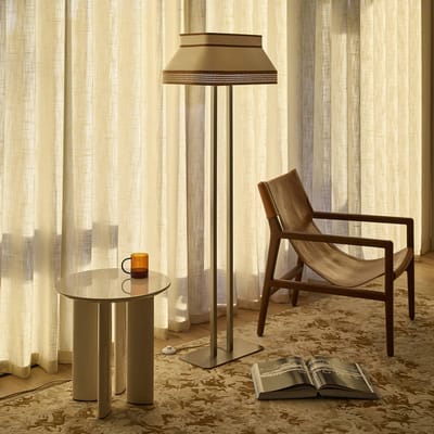 MARKET SET Vloerlamp Square, crème, textiel, E27