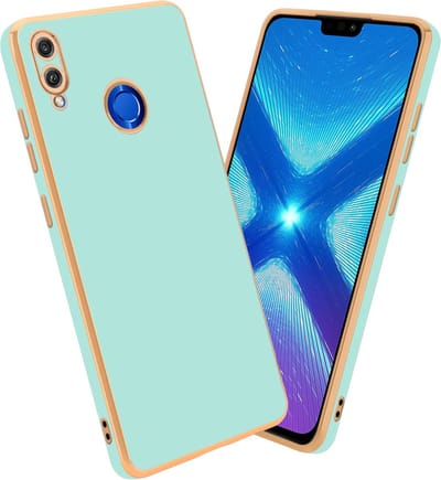 Cadorabo Hoesje geschikt voor Honor 8X in Glossy Mintgroen - Goud - Beschermhoes Case Cover van flexibel TPU-silicone en met camerabescherming