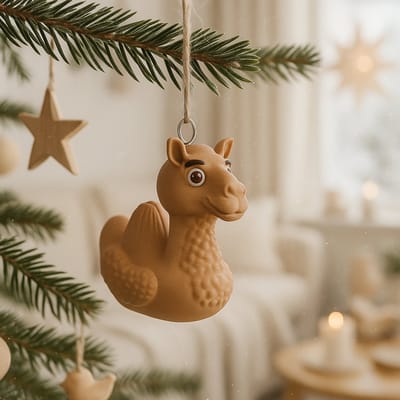 TheDuckSpecialist – Kleine Kameel Eend Kersthanger – 3D-geprint PLA Ornament – Grappige Kerst Decoratie