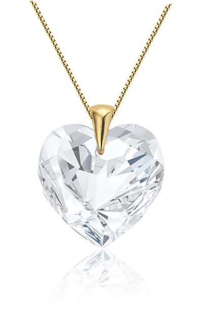 Montebello Ketting Posidonia - 925 Zilver Verguld - Swarovski Hart - Ø18mm - 45cm
