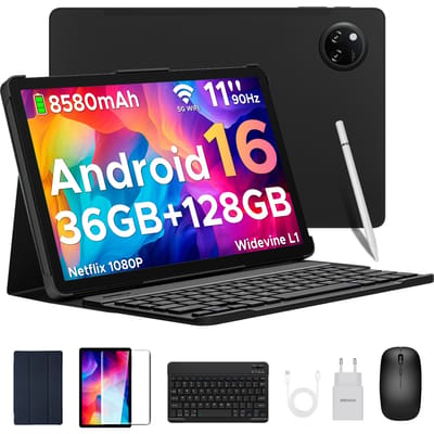DOOGEE Tab A9 Pro+ Android 15-tablet, 11 inch, 30 GB RAM + 128 GB opslag/2 TB uitbreidbaar, octa-core, 90 Hz HD-display, 8580 mAh batterij, 5G wifi,