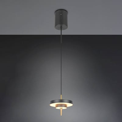 Trio Lighting LED hanglamp Keaton zwart/goudkleurig, Ø 20 cm metaal CCT