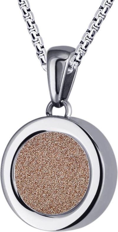 Quiges 12mm Mini Munt Hanger Zilverkleurig RVS met Champagne Glitter Munt en Anker Ketting 42-46cm