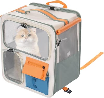 Huisdiertransporttas met wielen - Draagbare reismand - Comfortabel reizen - Twee reisopties - 37 x 27 x 42 cm - Grijs