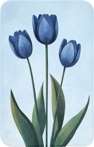 WC mat 50x80 cm - Antislip - Tulpen - Blauw - Bladeren - Toiletmat - Vloermat - Douchemat - Toilet tapijt - Toiletmatten