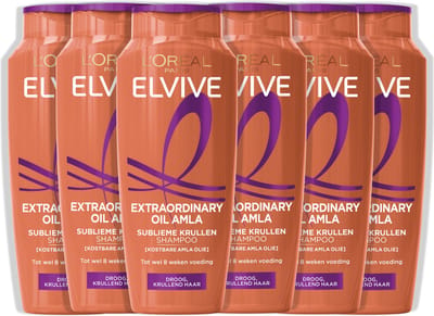 L'Oréal Paris Elvive Extraordinary Oil Amla Shampoo - Voor droog, krullend haar - Met kostbare amla olie - 6x 250ml