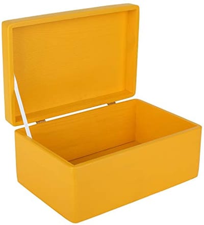 Grote Gele Houten Opbergdoos zonder Handvatten - 30 x 20 x 14 cm