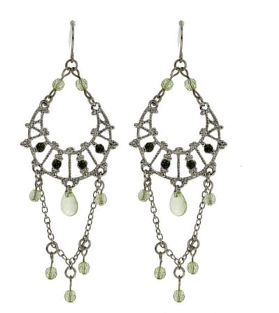 Behave - Oorhangers dames - Boho chic stijl - Zilverkleur met groen