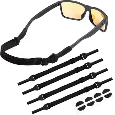 Verstelbare Brilband - 4 Stuks - Antislip Sportbril Elastische Siliconen Straps - Brilkoord met Neuskussens voor Dames en Heren - Zwart