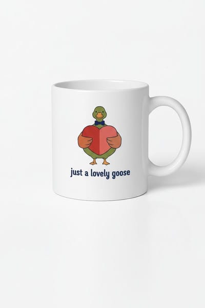 Koffiemok 'Just a Lovely Goose' - Lieve Gans met Hart - Origineel Cadeau