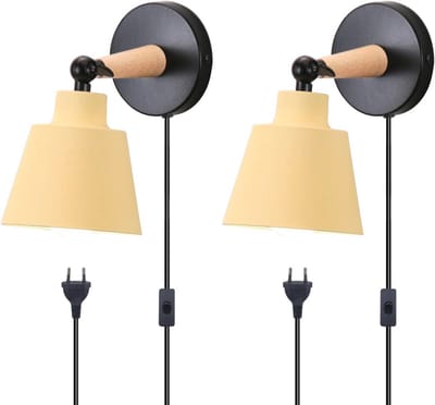 Moderne Wandlampen Set van 2 - Verstelbare E27 Wandlampen van Metaal en Hout voor Binnen