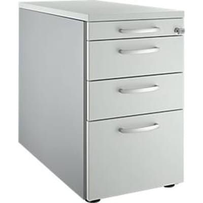 Schäfer Shop Genius voetstuk 1336, met ronde handgreep, B 435 x H 717 mm, wit aluminium/lichtgrijs/lichtgrijs