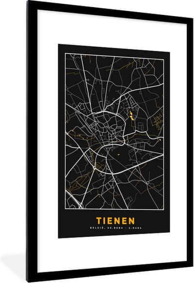 Fotolijst incl. Poster - Plattegrond - Goud - Stadskaart - Tienen - Kaart - 60x90 cm - Posterlijst