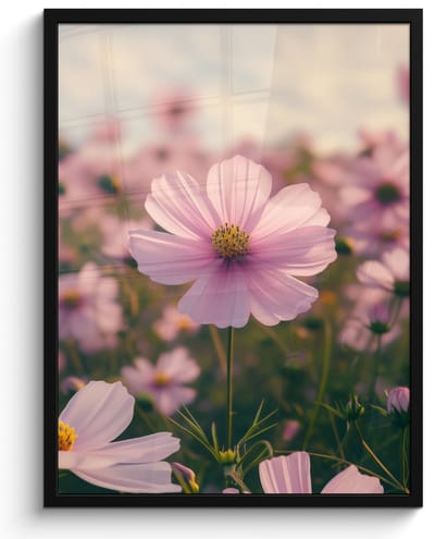 Poster in lijst - Fotolijst 50x70 cm - Posters - Bloemen - Paars - Wazig - Posterlijst zwart - Decoratie - Wanddecoratie woonkamer - Muurdecoratie slaapkamer