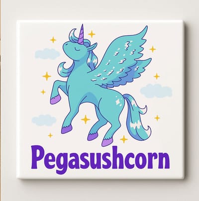 Pegasushcorn Keramische Tegel – 15x15 cm Schattige Vliegende Eenhoorn Wandtegel – Magische Fantasie Decoratie & Cadeau voor Kinderen en Eenhoornliefhebbers