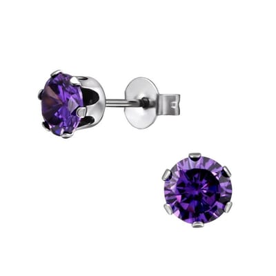 Aramat Jewels | Oorbellen | RVS Zirkonia Oorbellen Rond Zilverkleur / 7mm / Rood | | | Staal | Kinderen, Volwassenen | Verkleurd niet