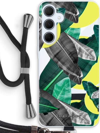 Case Company® - Hoesje met koord geschikt voor Samsung Galaxy A35 hoesje met Koord - Fantasie jungle - Telefoonhoesje met Zwart Koord - Bescherming aan alle Kanten en Over de Schermrand