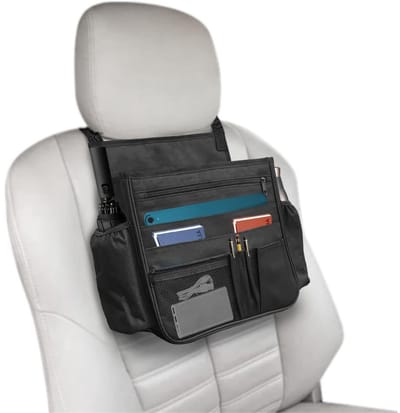 Famanu – Auto tassenhouder tussen voorstoelen, lederen organizer met grote opbergcapaciteit