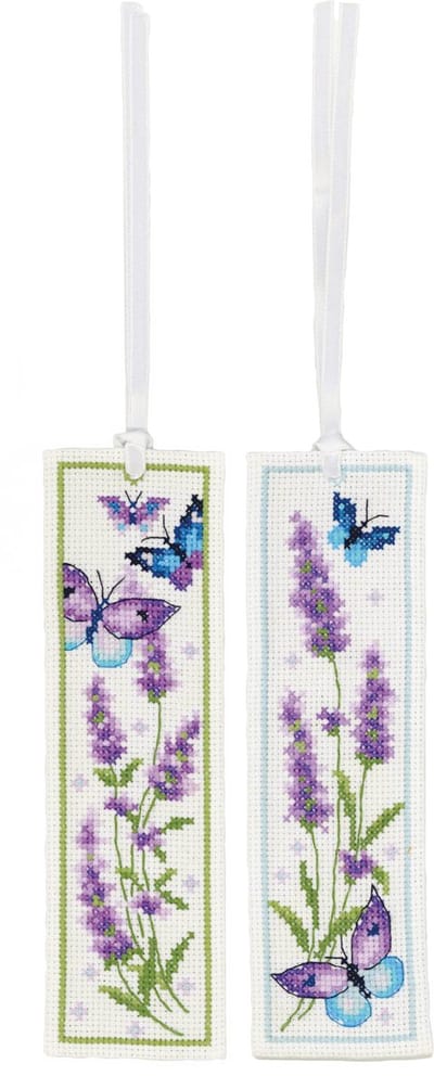Vervaco - Bladwijzer kit Lavendel met vlinders set van 2 - PN-0216098 - Borduren - Borduurpakket - Borduurpakket volwassenen - Borduurpakket kind